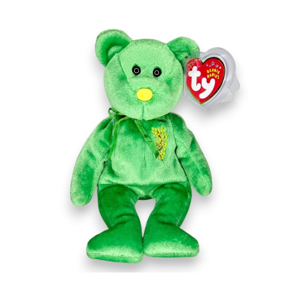 Wattlie the Bear | Green & Gold Aussie Pride | Mint Heart Tag TY Beanie Baby